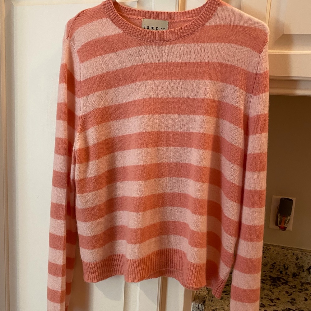 Jumper 1 2 3 4 Cashmere Striped Pink and Cream Sweater NWOT